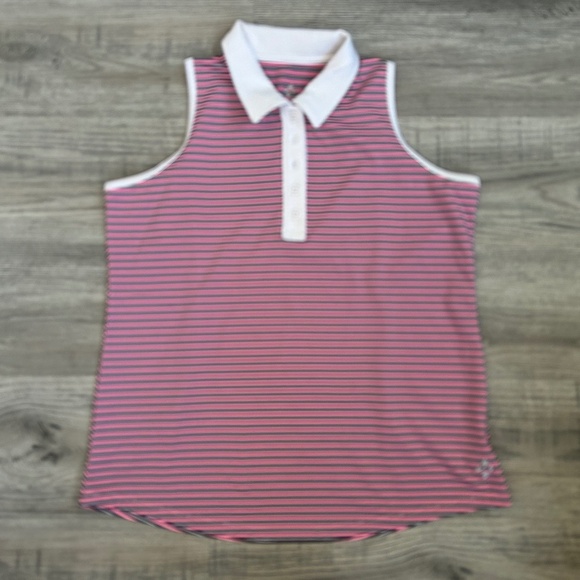 Jofit Women's Striped Sleeveless Polo Style Top Sz XL - Picture 1 of 8